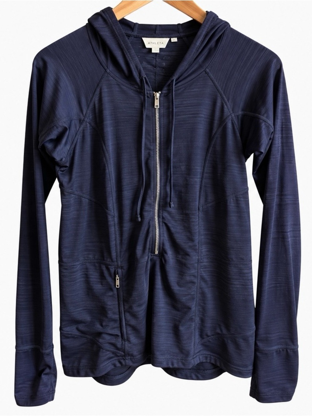 Athleta Pacifica Illume Lightweight Performance Hoodie Running Size M Navy Blue